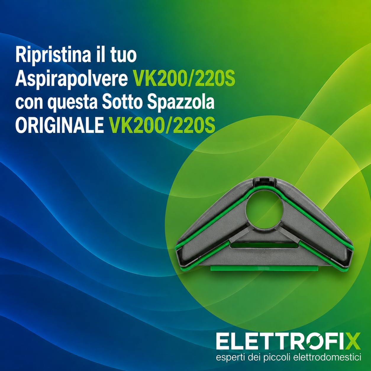 Sottospazzola Folletto VK200/200S ORIGINALE - Ricambio Aspirapolvere per Parquet, Piastrelle e Granito - Setole Delicate Antigraffio - Accessorio Originale per Pulizia Pavimenti Duri