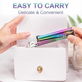 Nail Clippers for Acrylic Nails, Chameleon Premium Metal Acrylic Nail Clippers, Stainless Steel Rainbow Color Trimmer, False Fake Nail Tips French Shape Acrylic Nail Cutter for Salon Home Manicure