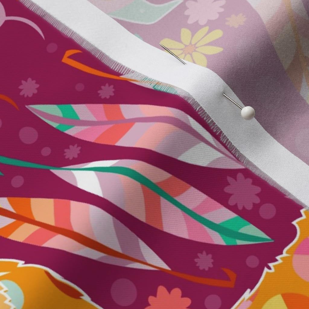 Spoonflower Fabric - Llamas Purple Large Llama Mountains South American Rain Printed on Organic Cotton Sateen Fabric by The Yard - Sewing Quilting Apparel Home Decor