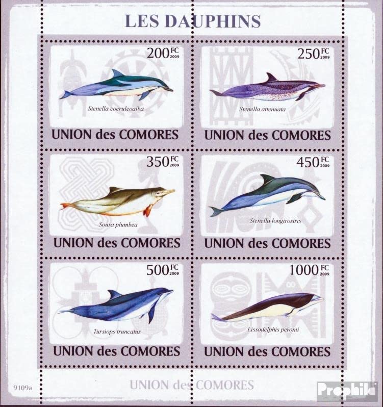 Comores 2198-2203 Feuille Miniature (complète. Edition.) Neuf avec Gomme Originale ** MNH 2009 Delfine (Timbres pour Les collectionneurs) Eau Animaux