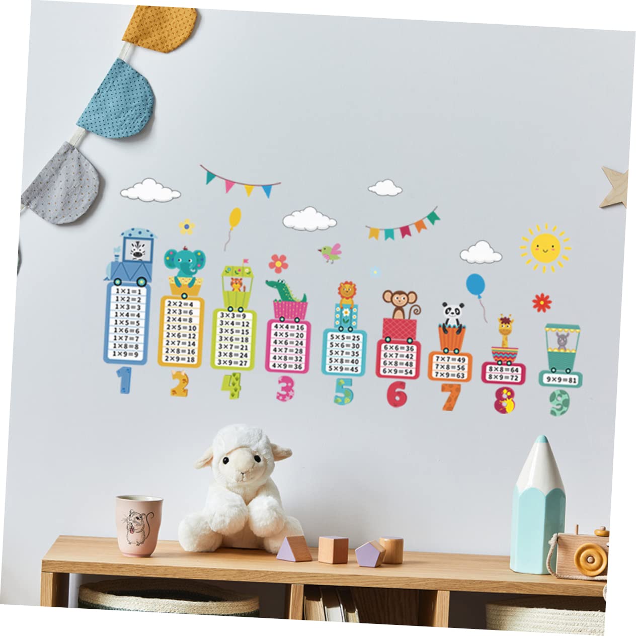 BESTonZON 4sätze Tier Wandsticker Multiplikationstabelle Wandaufkleber Für Kinderzimmer Dekorative Wandtattoos Für Frühkindliche Bildung Und Raumgestaltung Aufkleber