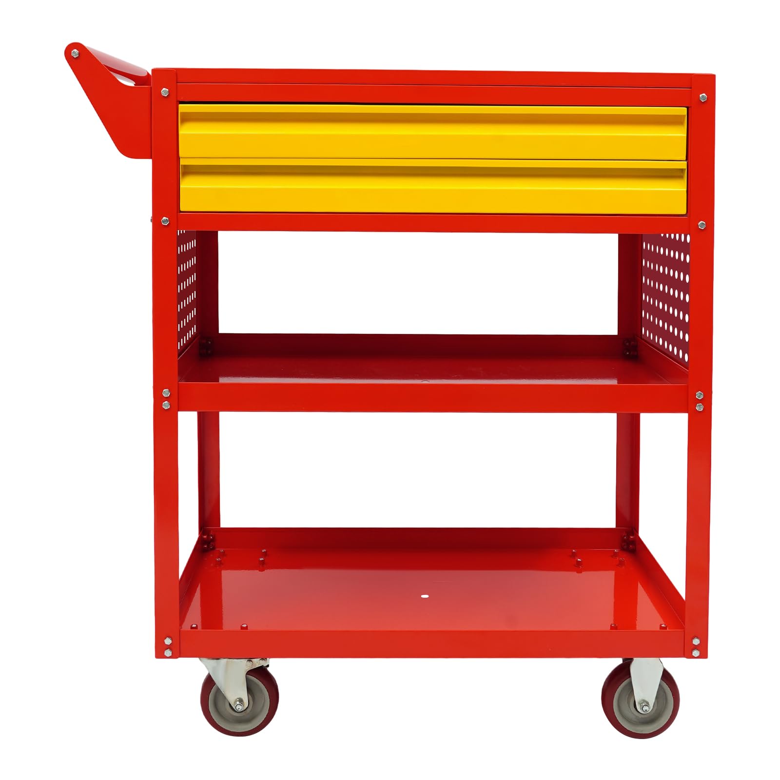 Wózek warsztatowy z przegródkami do warsztatu (czerwony) | Mobilny stół warsztatowy, wózek warsztatowy, wózek do transportu i przechowywania, nośność 181 kg, 79 x 45 x 96 cm