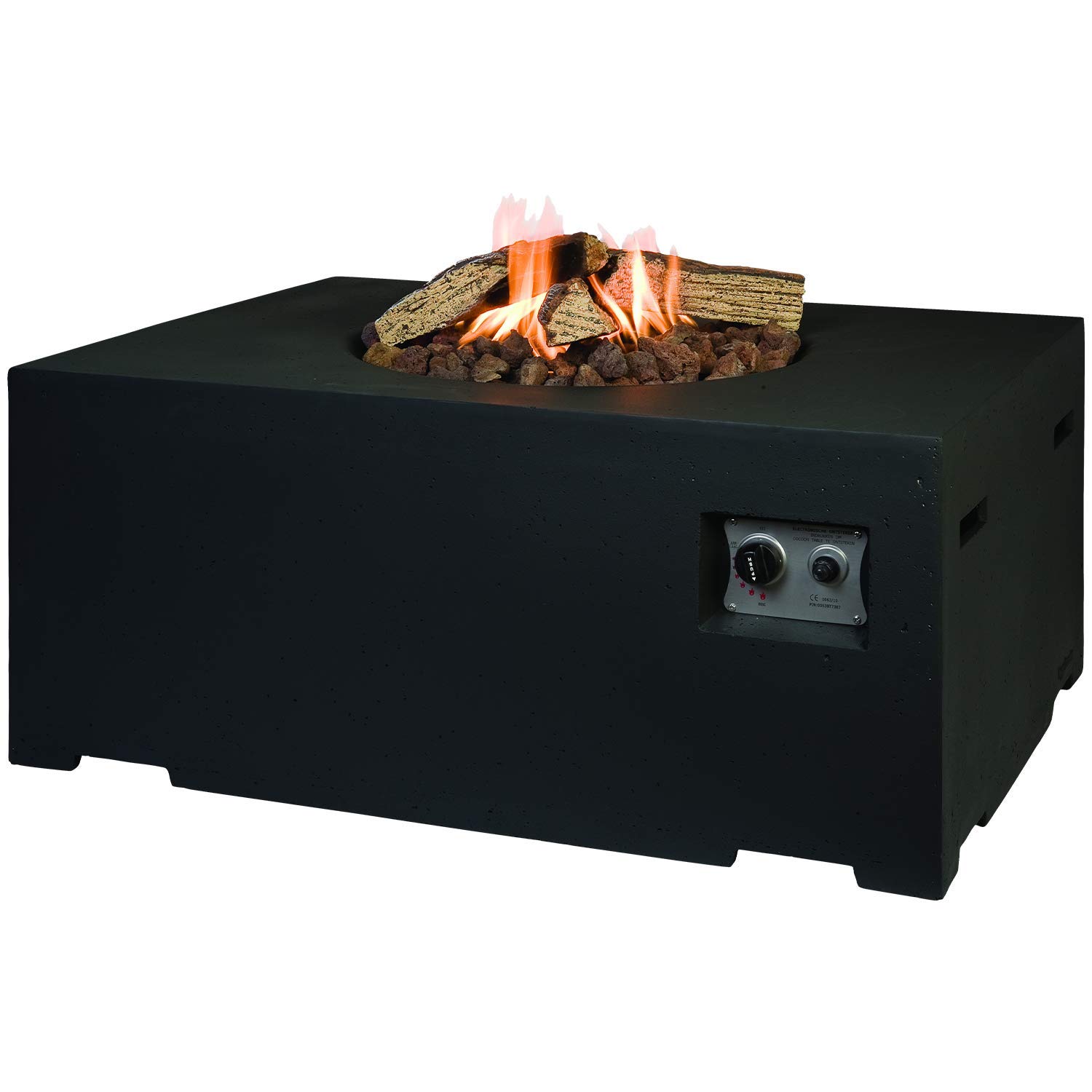 Happy Cocooning Feuertisch Mania – Feuertisch 19,5 kW, Rechteck, 107x80x46 cm, Beton-Optik, Schwarz