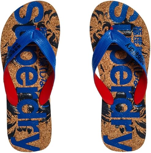 Amazon.com | Superdry Men's Printed Cork Flip Flop, Multicolour (Racer Cobalt/Darkest Navy 