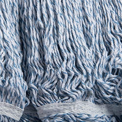 Image of SPARTA Flo-Pac Mop Head Loop-Ended, Narrow Band with 1 /2 inch Blue Band for Organized Cleaning, Large, Blue