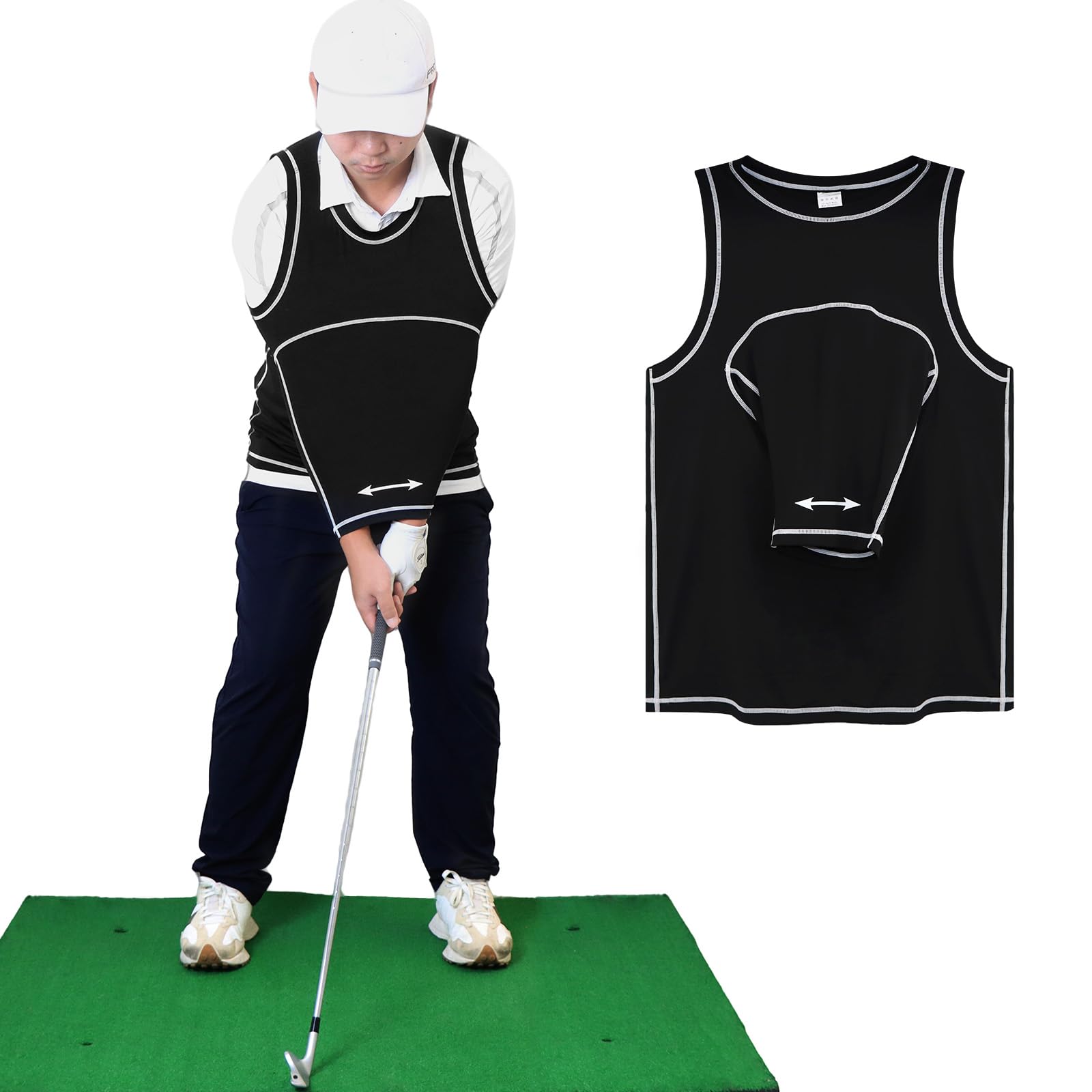 Golf Swing Shirt Trainer,Easy Correct Training Swing Breathable, arm Swing Posture Corrector,Breathable Arm Posture Corrector Golfers, Golf Swing Training Aid Black (XL)