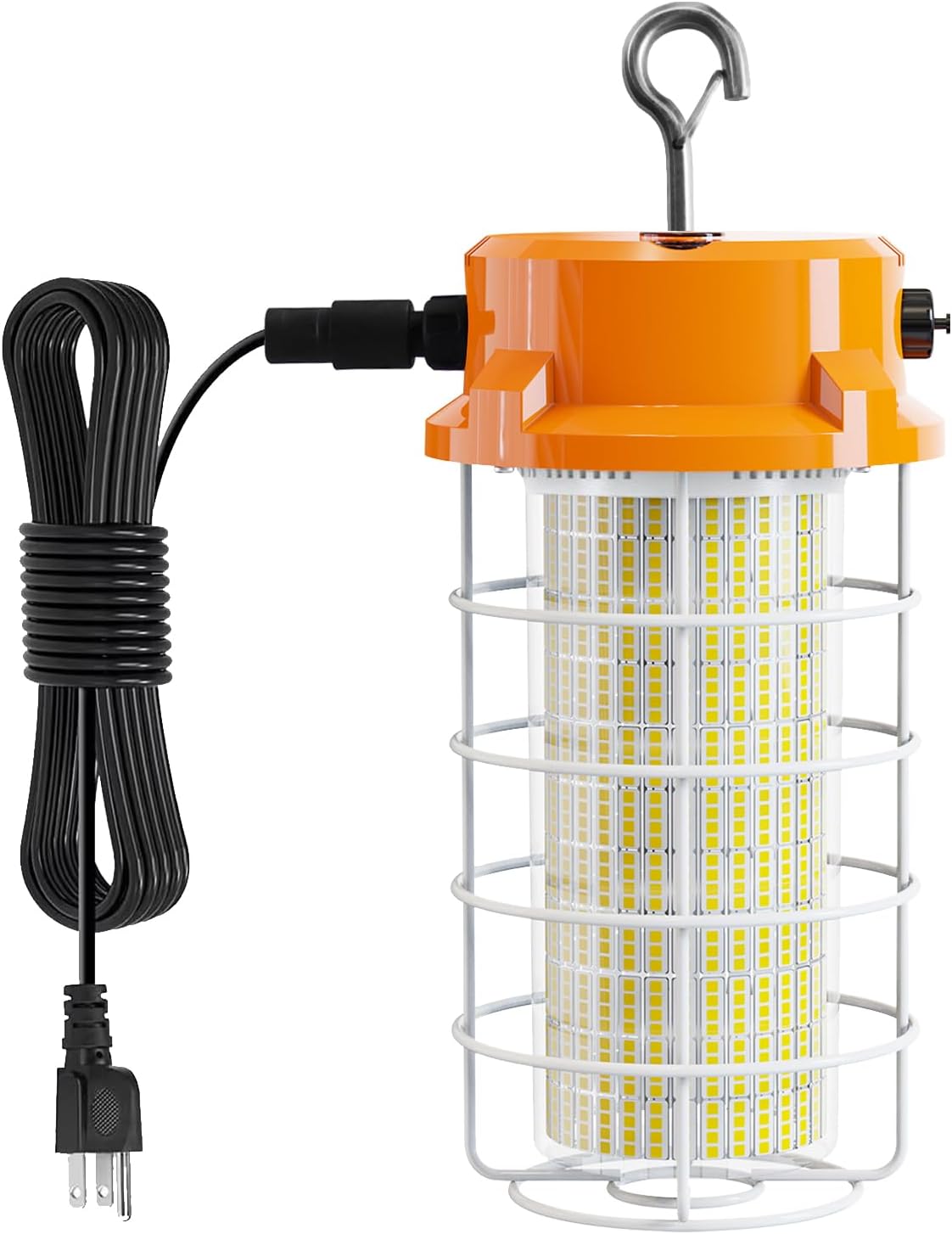 120W LED Temporary Work Light 5000K Daylight 18000 Lumens Super Bright with Fan Radiator Stainless Steel Guard Construction Lights Sturdy Hook Suitable for workshops, Construction Sites, etc.