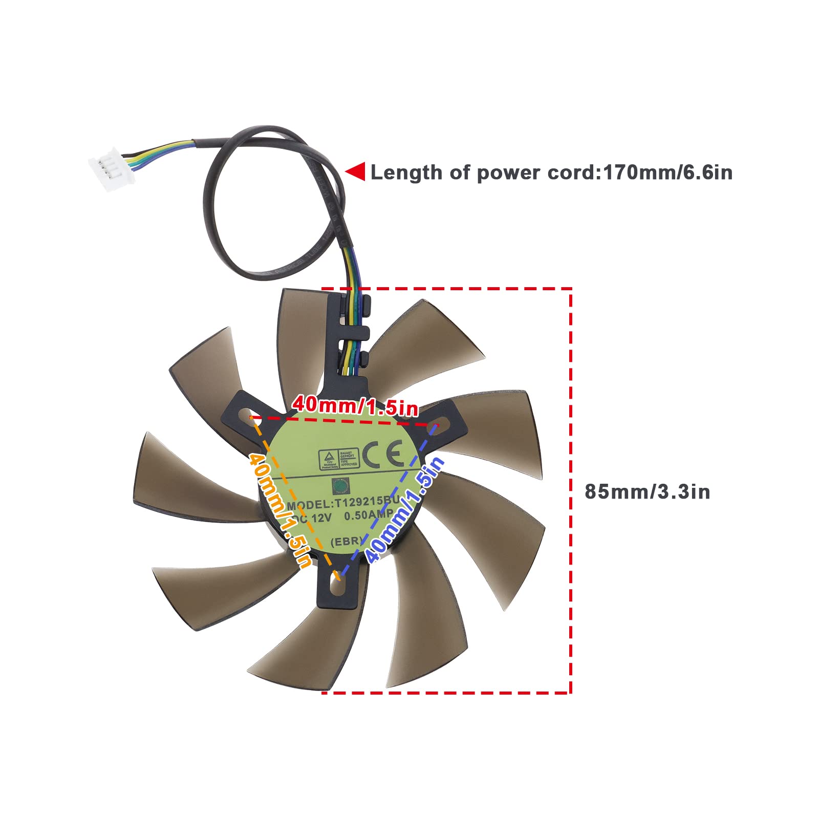 Ventola di raffreddamento della scheda video con cuscinetto a sfere a 4 pin 0.5AMP 12V compatibile con Zotac GTX 1060 3GB/1060 Mini Scheda Grafica Componenti Computer