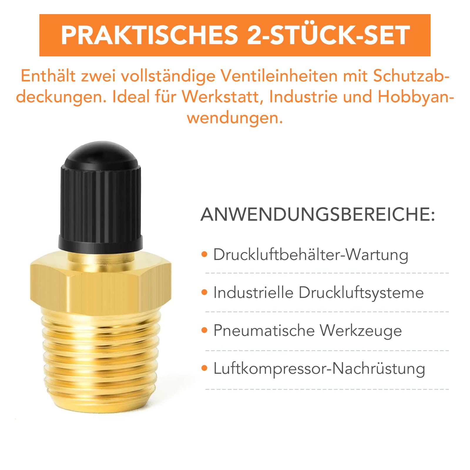 Acouto 2Pcs Brass Air Compressor Tank Fill Valve Adapter - 1/8" NPT Male, 200 PSI Working Pressure