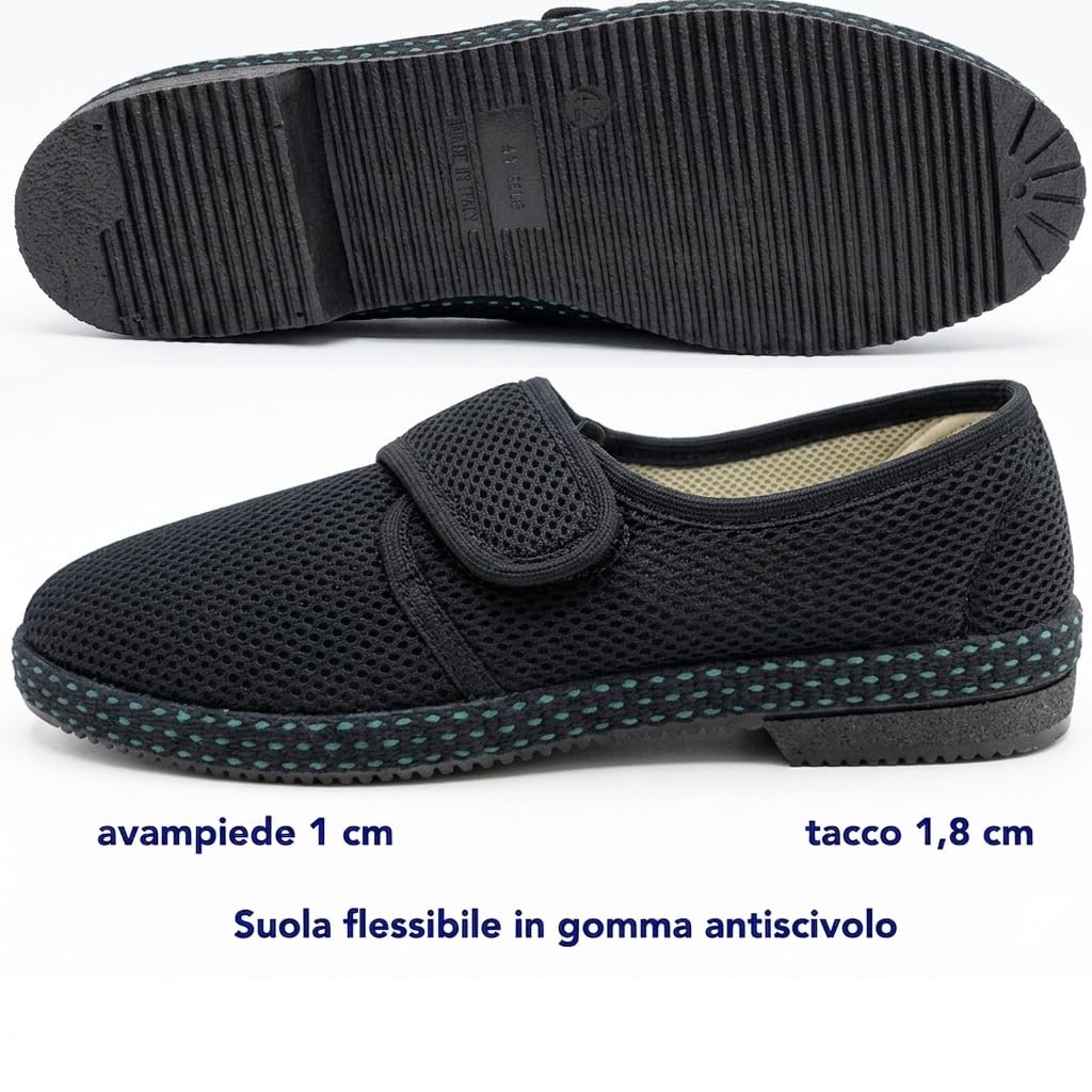 Benessere Pantuflas para hombre de verano, frescas y ligeras, zapatillas de lona de nido de abeja Pinarella SPRIT5 con desgarro Made in Italy