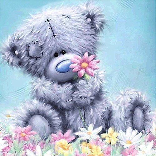 MXJSUA Diamond Painting Kits for Adults, Round Full Drill Diamond Painting Kits 5D DIY Diamond Painting by Number Kits Diamond Art Kits for Home Wall Decor 12x12 Inch Bear