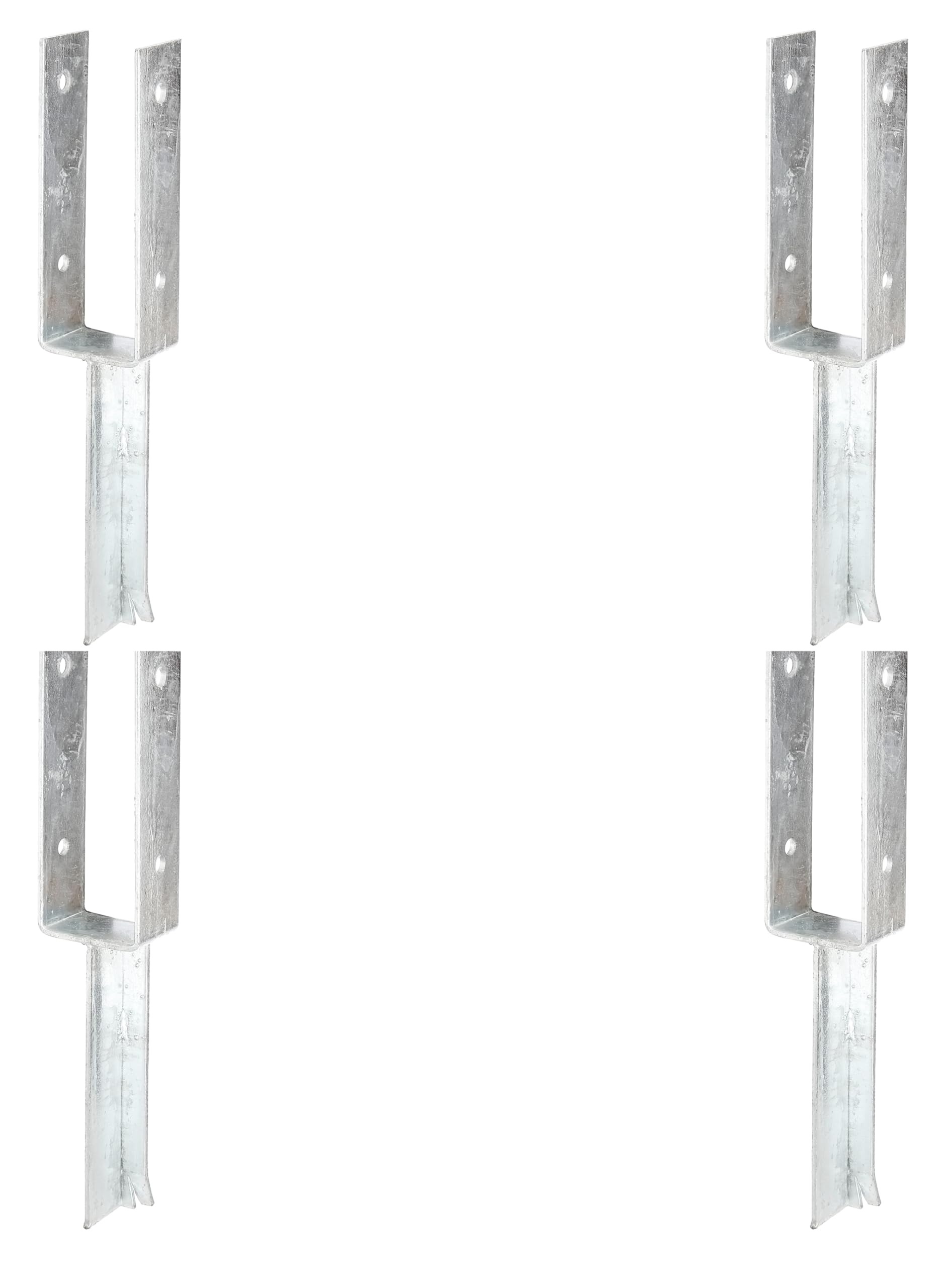 Alberts 4er Set U-Pfostenträger | mit Betonanker aus T-Eisen | feuerverzinkt | lichte Breite 71 mm | Länge Betonanker 200 mm