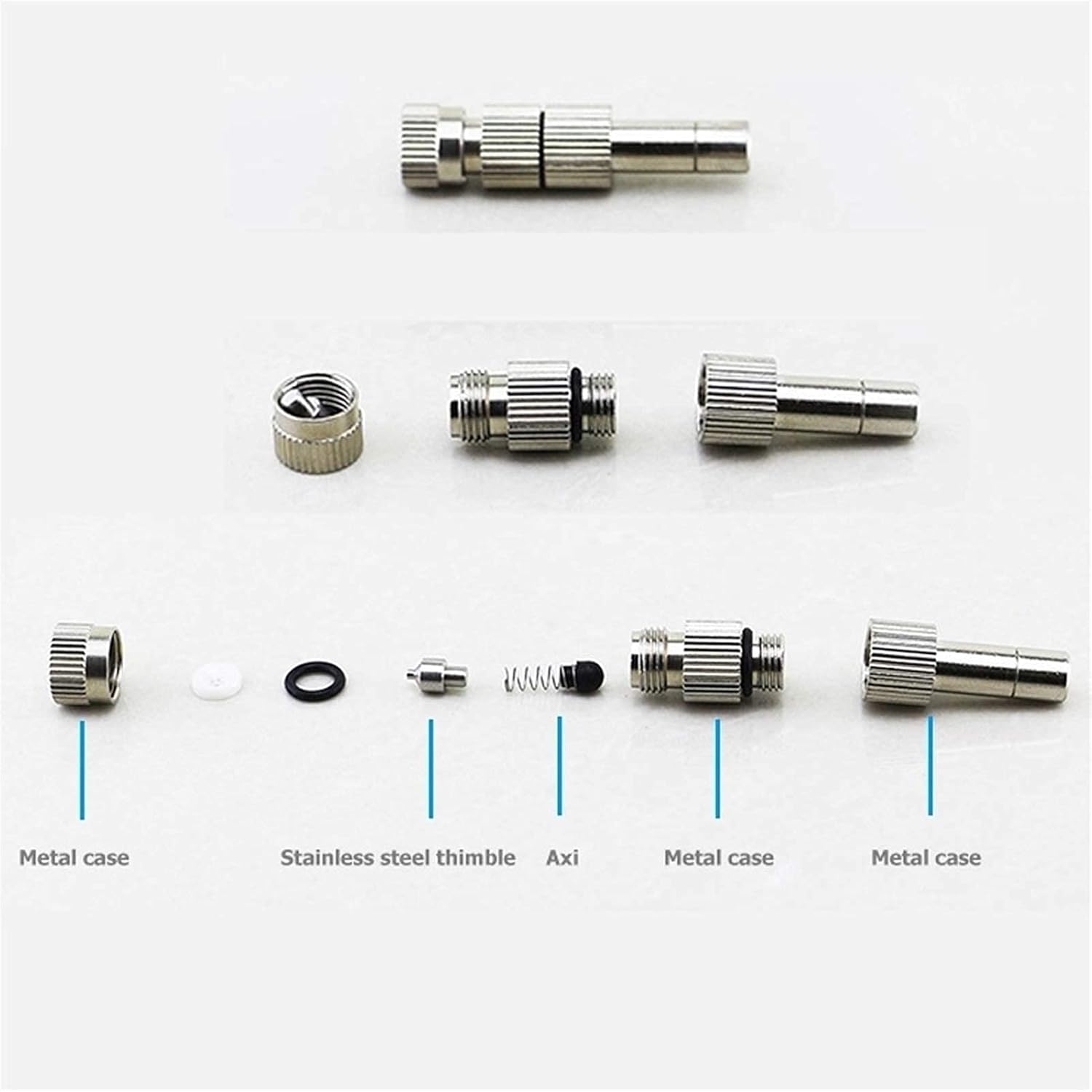 60pcs Misting Nozzles for Cooling System, 6mm Quick Connect Mister Heads, Water Mister Nozzles, Brass Sprinkle Fog Nozzles for Patio Garden 0.004-0.020Inch Sprayer Irrigation Tool Kit (Size : 0.5mm)