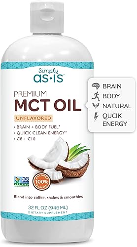 AS-IS Simply Premium MCT Oil C8 y C10 Sin sabor 100% de cocos sin OMG Perfecto para café matutino Energía de limpieza rápida 32 onzas líquidas