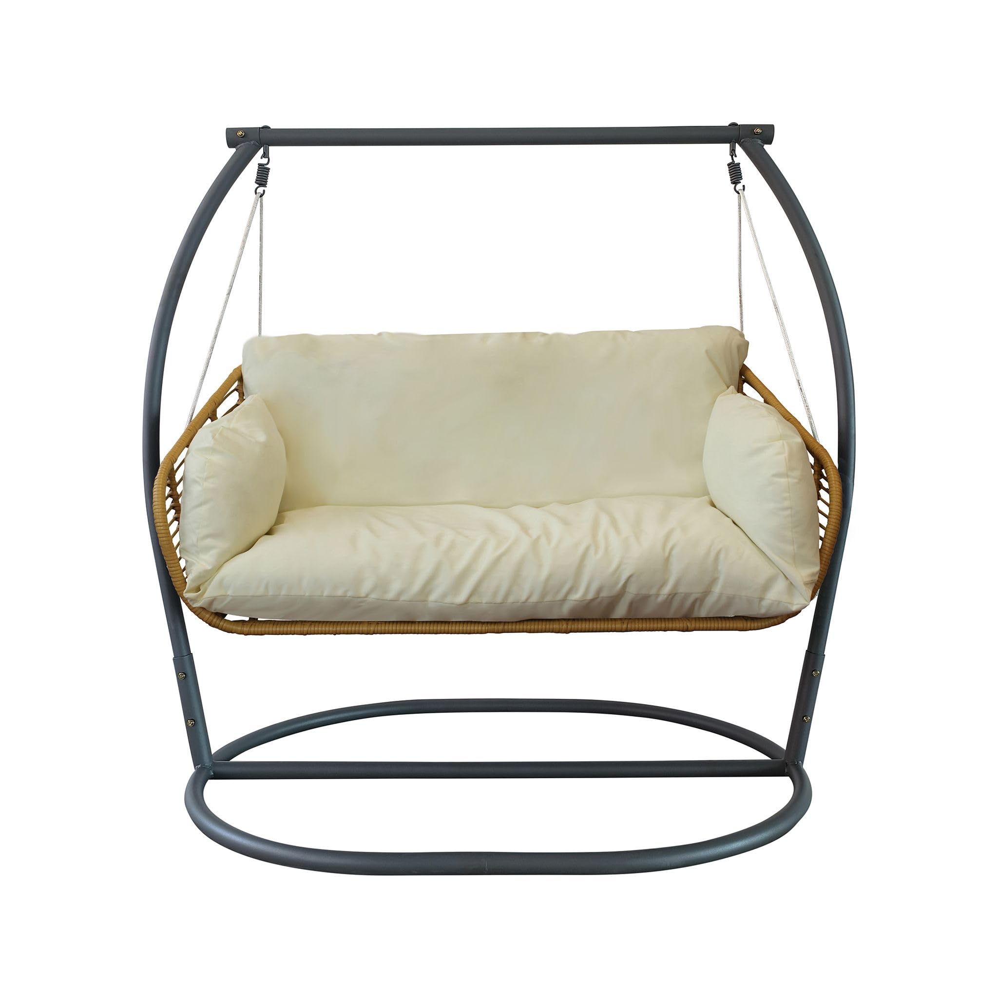 Milani Home - dondolo da giardino due posti in metallo con struttura, beige, per terrazzo e veranda