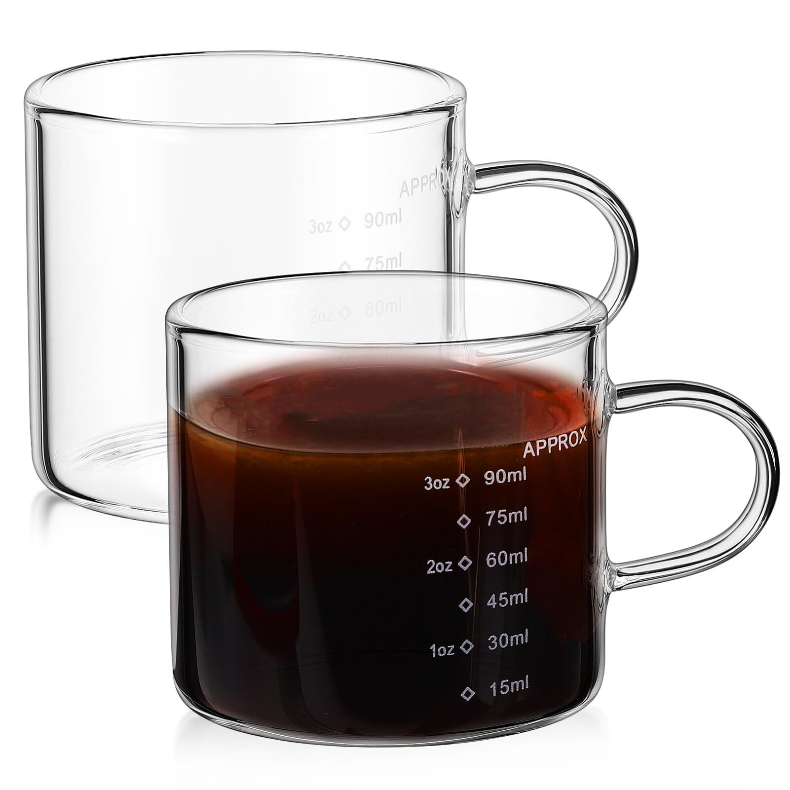 ABOOFAN 2 Pcs Espresso Glasses Small Glass Pitcher Espresso Measuring Cup Espresso Shot Glasses Coffee Measuring Cup