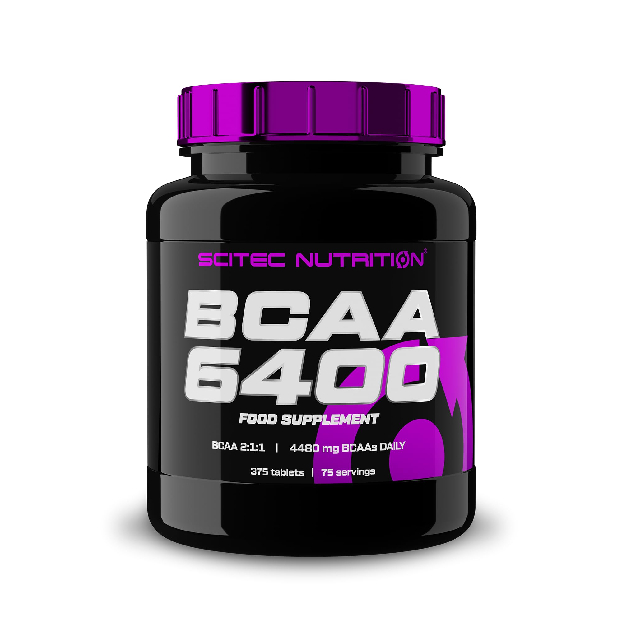 Scitec Nutrition BCAA 6400 - BCAAs de alta potencia en proporción 2:1:1, 4480mg por día - Tabletas para hombres y mujeres - Ideal para atletas - Rendimiento y recuperación, 375 Tabletas