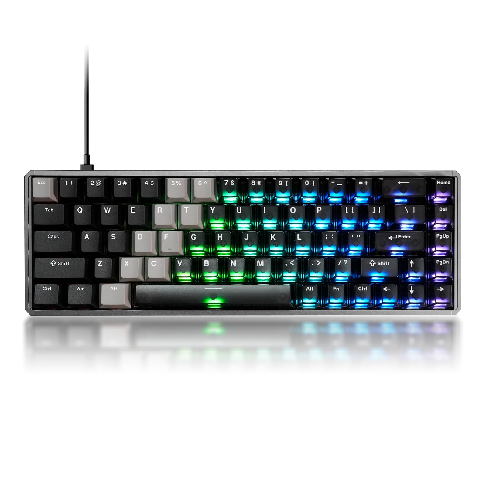 Akko MOD68 HE Tastatur 65% Hall Effekt Rapid Trigger 8K CNC Aluminium | QWERTY-Layout,kabelgebundene,AstroAim Magnetschalter, RT0,005 mm,Cherry Profil Tasten für PC Gaming(Schwarz Transparent)