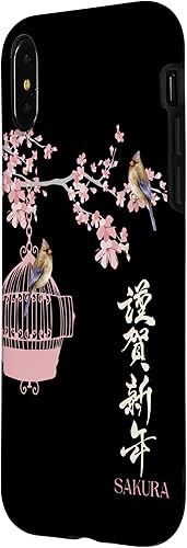 Miniatura 8 de Funda para iPhone 11 con diseño de flores de cerezo japonés, jaula abierta para pájaros Sakura
