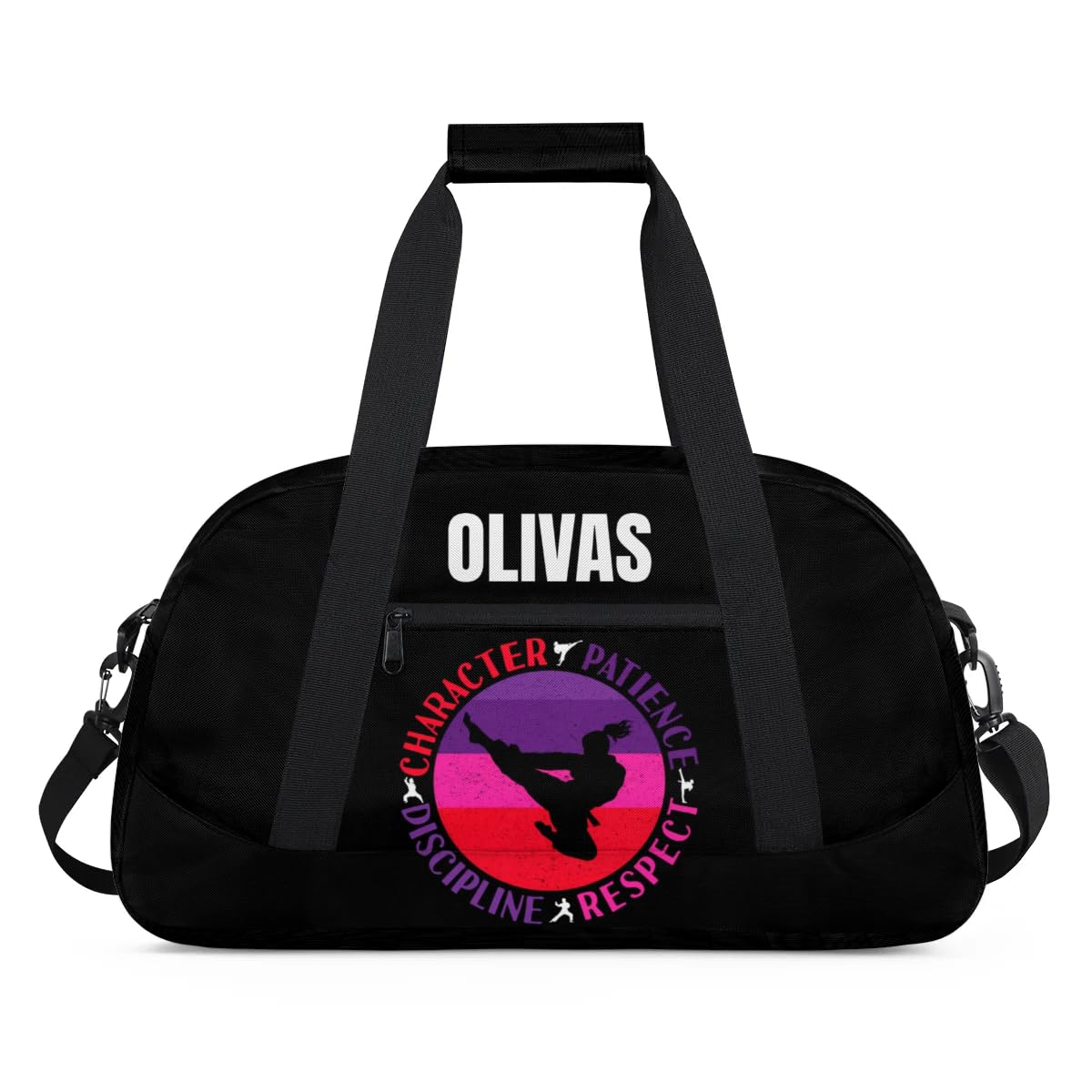 Custom Kids Taekwondo Bag Sport Gym Bag for Girl, Personalized Duffel Bag Carry On Weekender Travel Bag Gift for Taekwondo Lover Red Purple