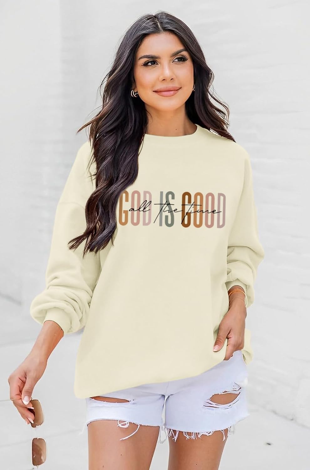 KIEKIECOO God is Good Sweatshirts for Women Christian Faith Sweatshirt Bible Verse Religious Long Sleeve Shirts Pullover - Image 4
