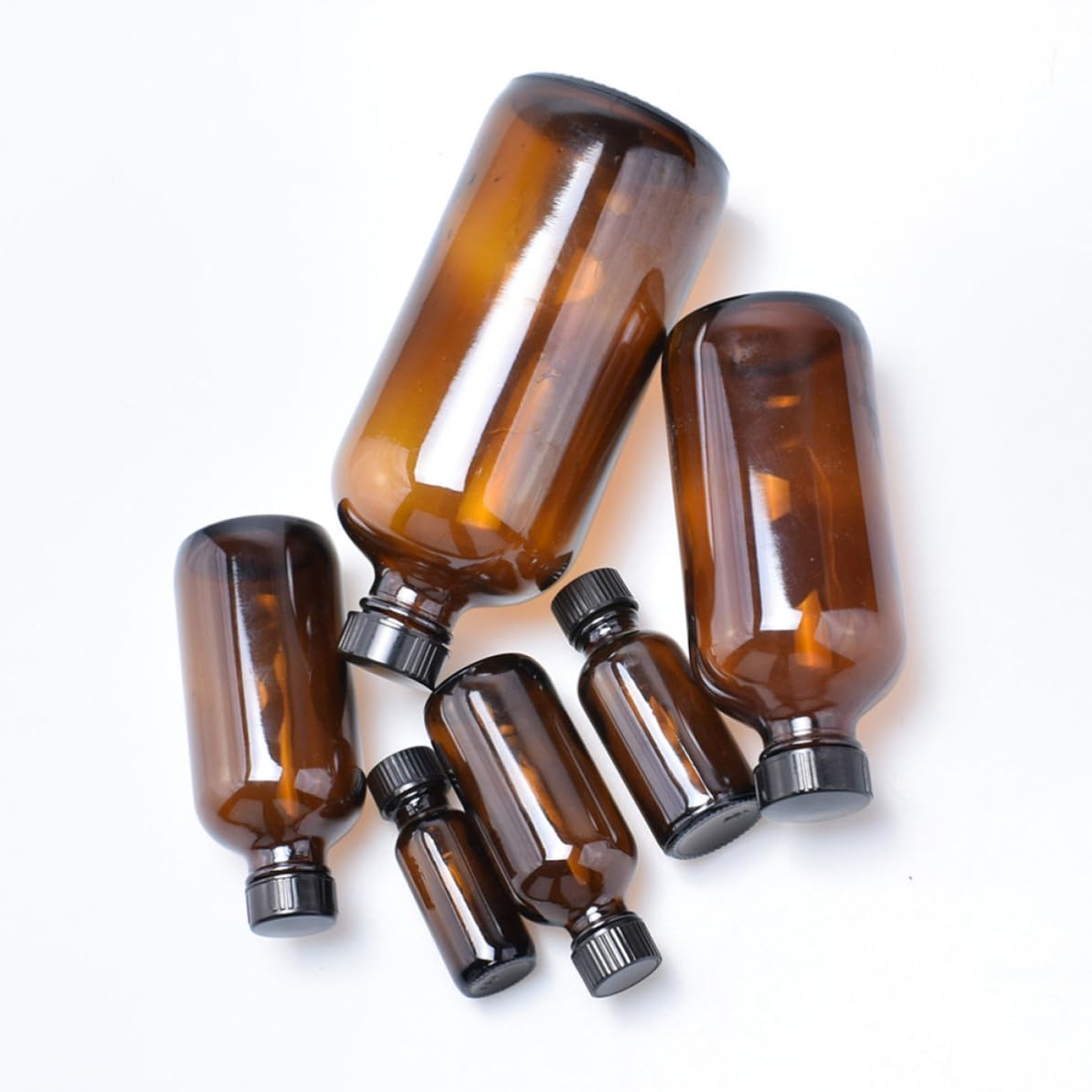 Healeved 4 Pezzi Bottiglia di Vetro Marrone 500ml con Coperchio Ermetico per Conservazione Alimenti, Ecologica Casa e Viaggio
