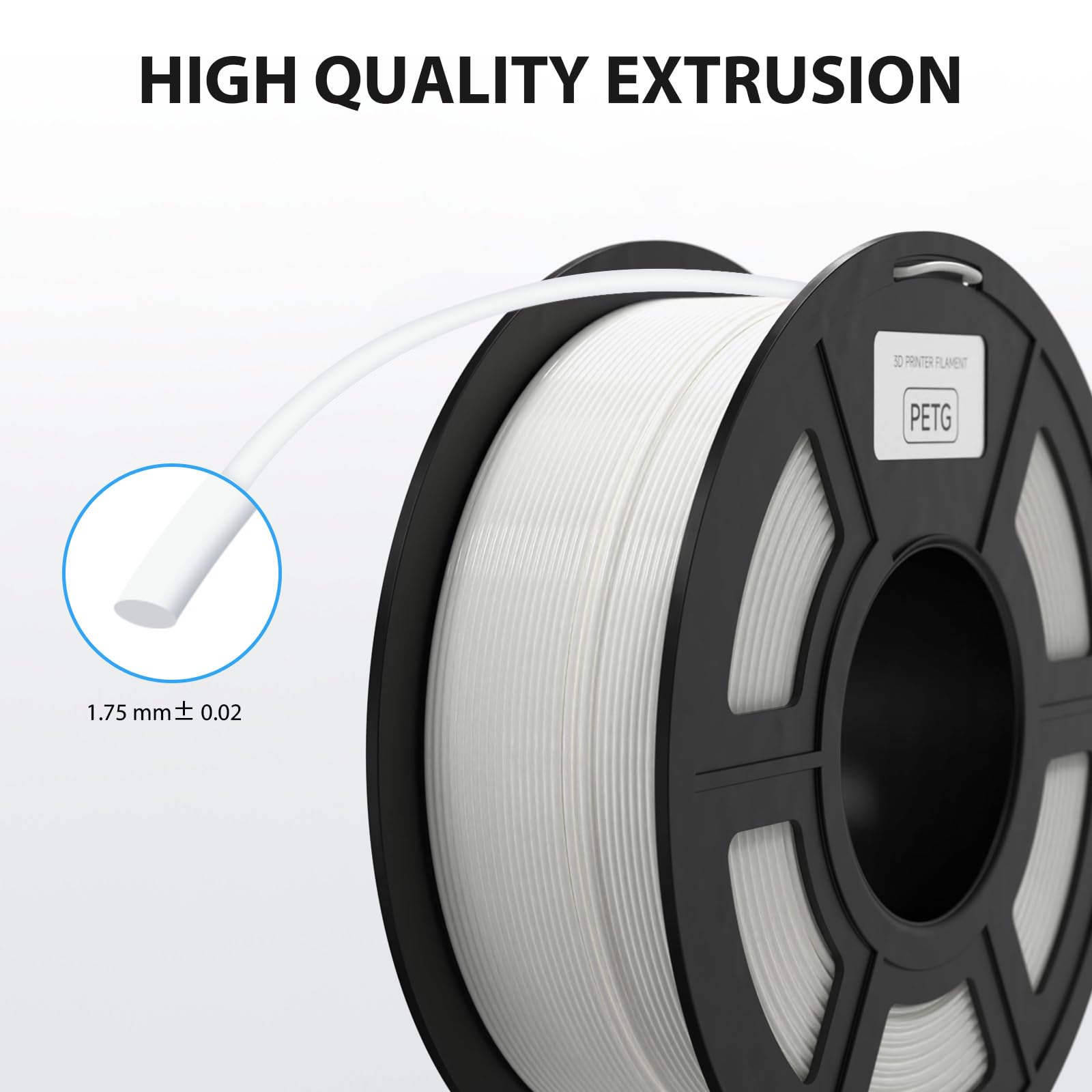 Filamento per stampante 3D PETG 1,75 mm 1 kg Maggiore tenacità Precisione dimensionale Bianco