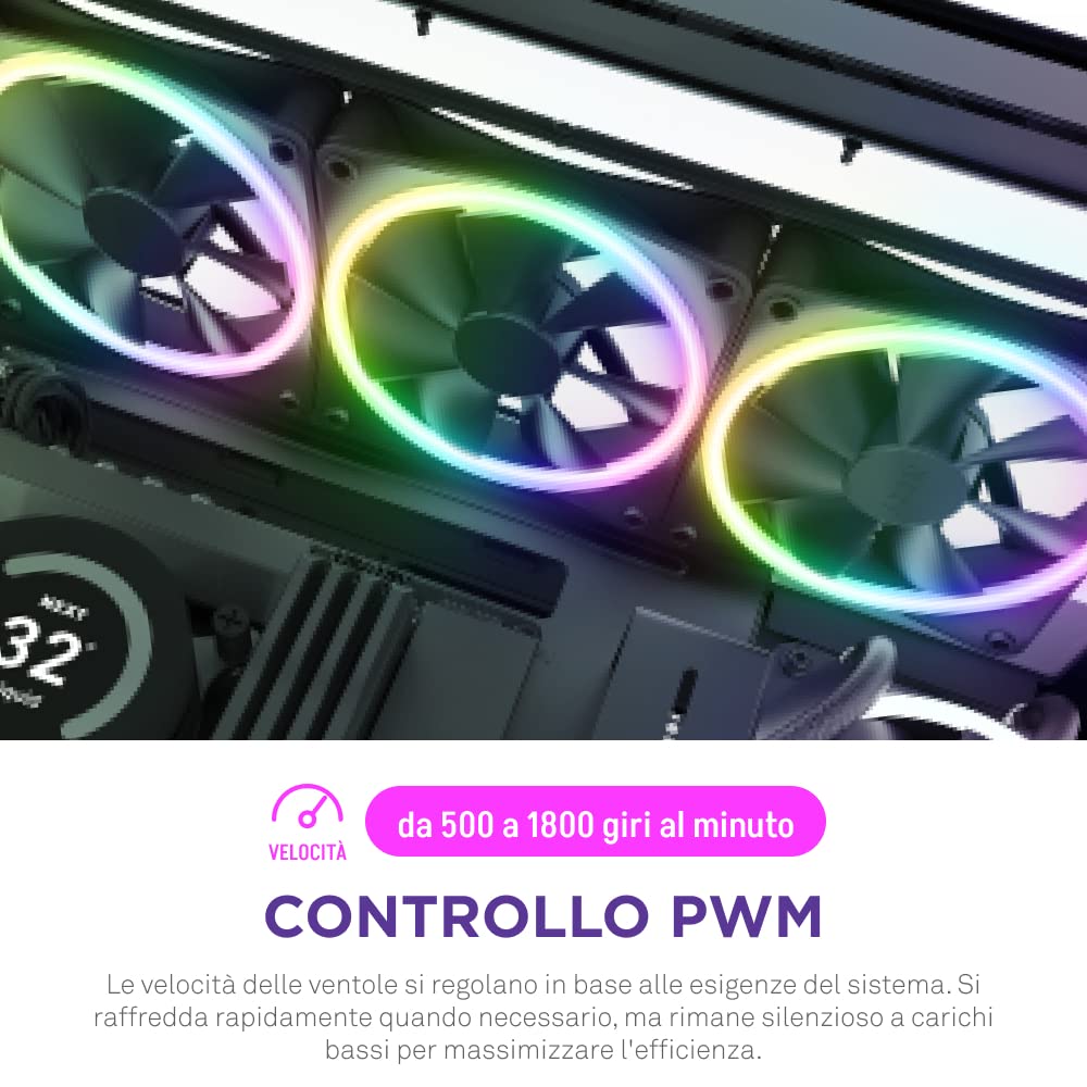 NZXT F140 RGB Duo Twin Pack - RF-D14DF-B1-2 ventole a due lati da 140 mm con controller RGB – 20 LED indirizzabili individualmente – Flusso d'aria e pressione statica bilanciati – Nero