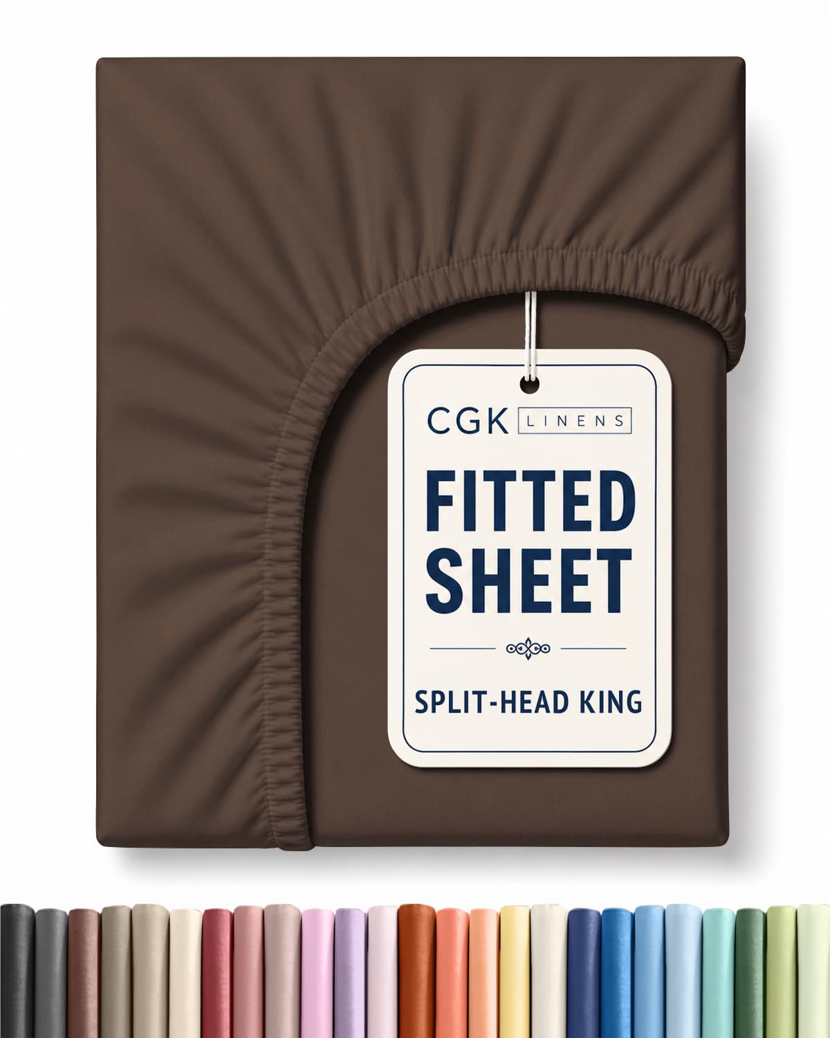 Flex Top King Fitted Bed Sheet - Split Head Single Fitted Sheet - Brown