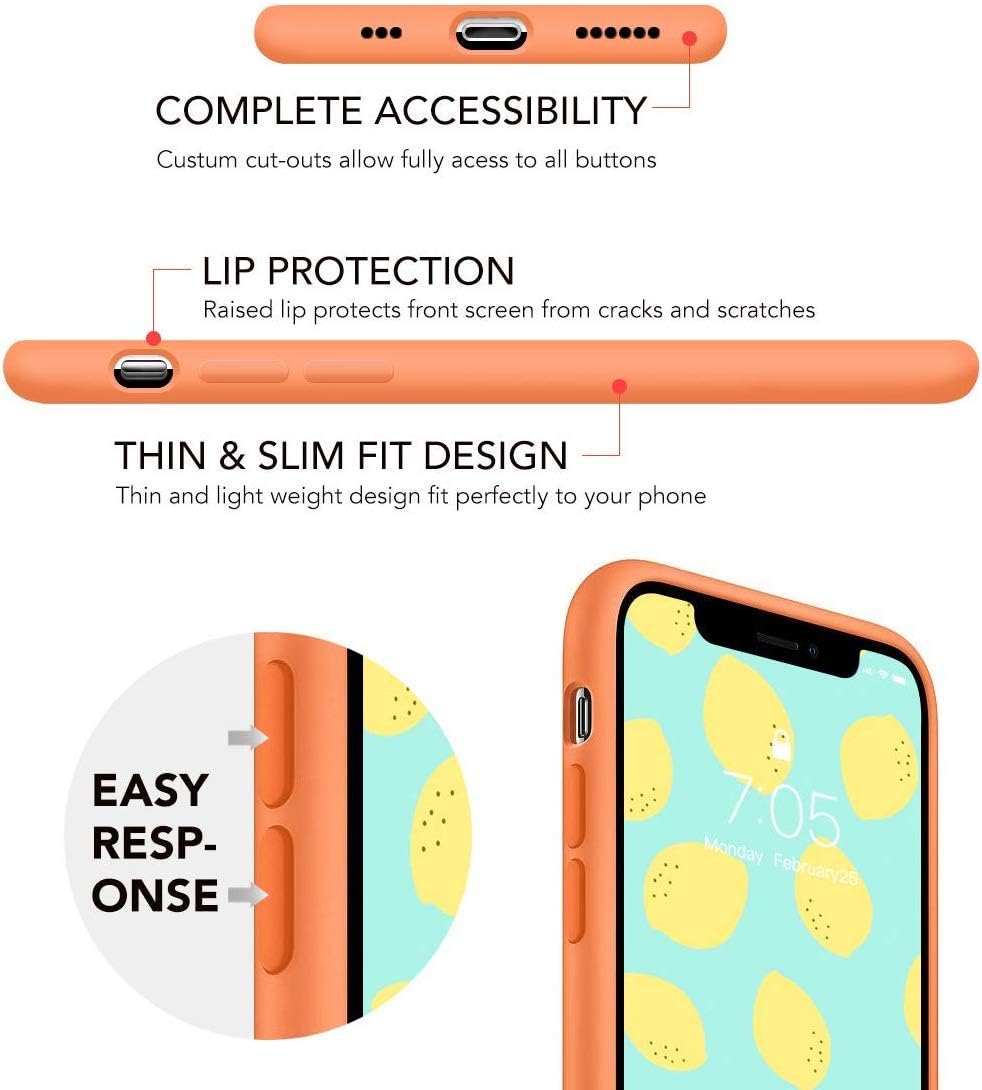 IceSword Compatible with iPhone 11 Pro Max Case Orange, Thin Liquid Silicone Case, Soft Silk Matte Pure Orange, Gel Rubber Full Body, Cool Protective Shockproof Cover 6.5" iP11PM - Orange - Image 4