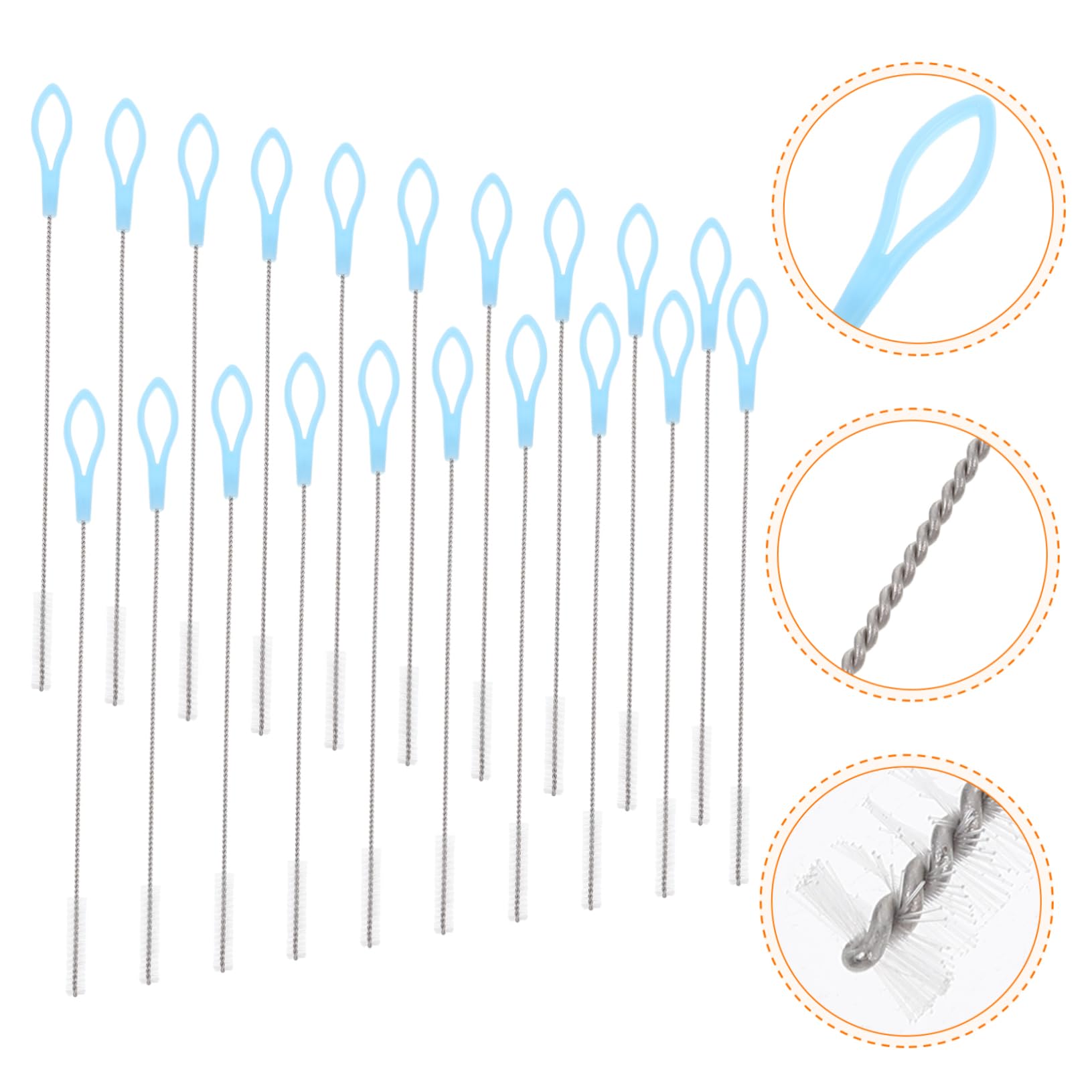 MOLUCKFU 20pcs Straw Brush Set Long Tube Brush for Stainless Steel Straw Cleaning Portable Multi-Function Brush