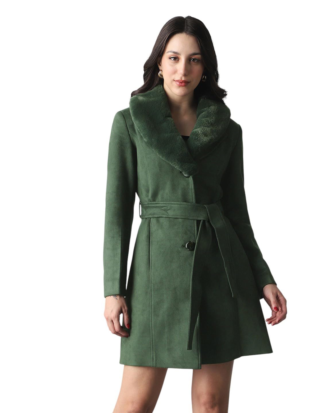 globus Women Coat (8909389022158_Olive_M)-picture-26