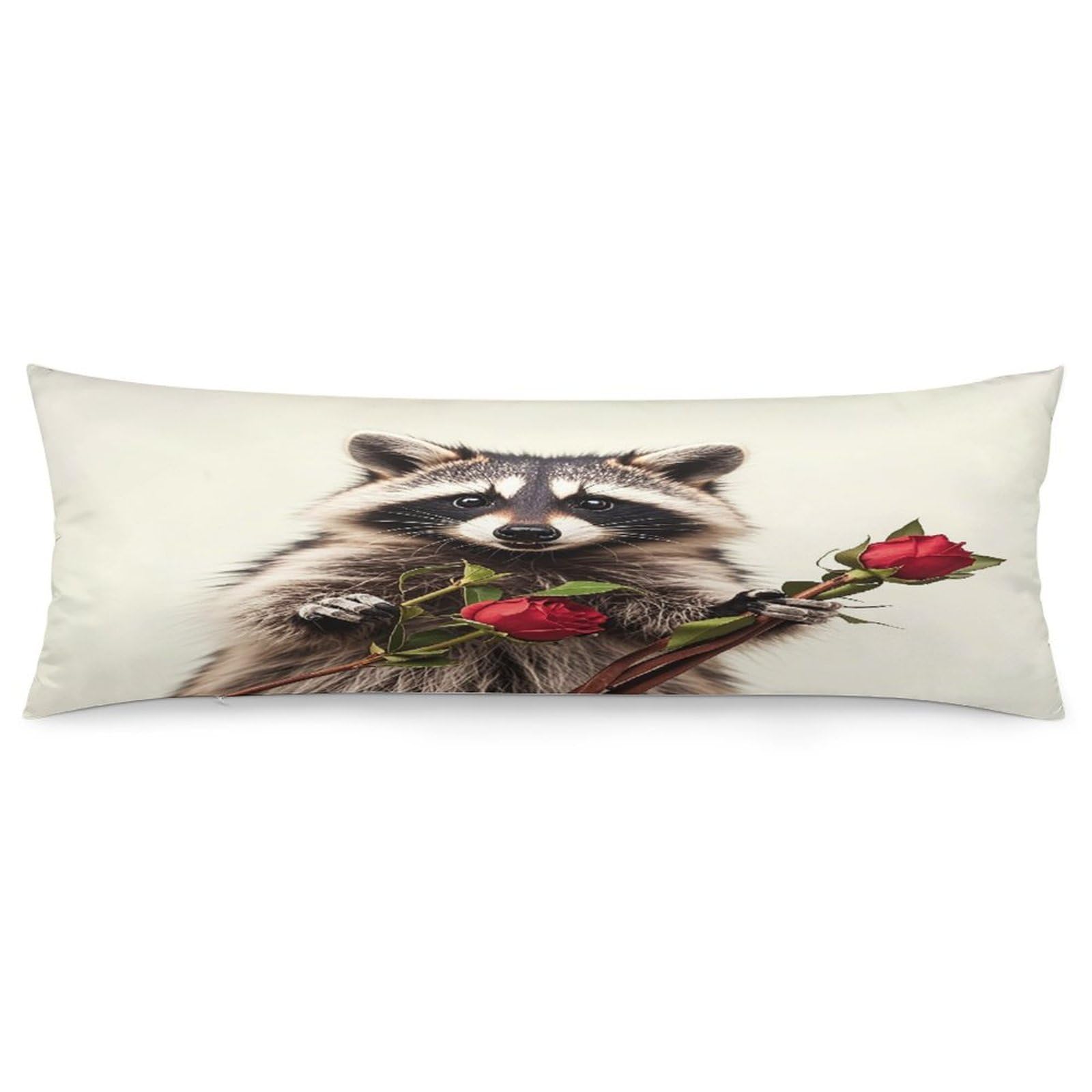 Funny Raccoon Pillowcase Decorative Long Body Pillow Case Soft Breathable Body Pillow Cover Modern Large Pillowcase Cute Body Pillow Pillowcases for Bedroom Couch 18.9 X 53 Inch