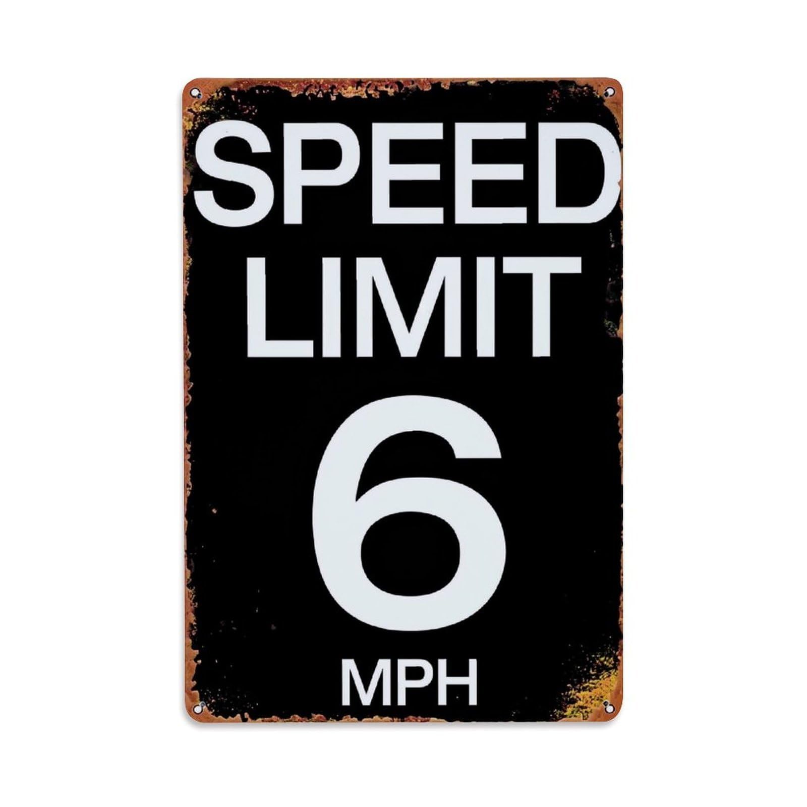 Jdyaojiesheng Vintage Speed Limit Six Mph Sign Tin Sign Retro Metal Wall Decor Metal Poster, Home Bar Garage Farmhouse Cafe Wall Art Decoration 8X12inches