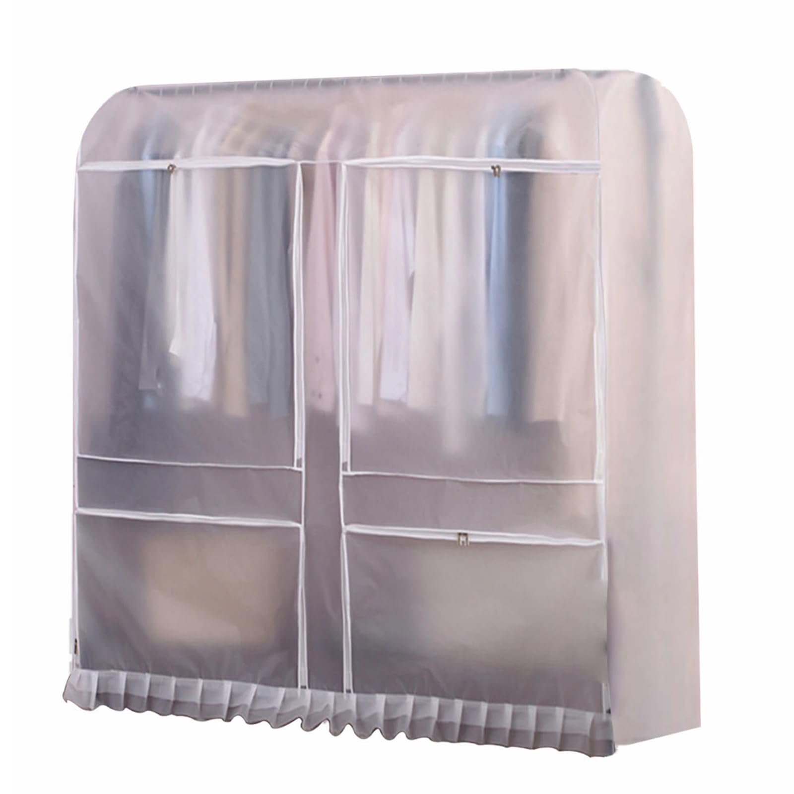 Fundas para Ropa, Rejilla de Secado en el Piso con Ventanas múltiples, Cubierta lúcido, Bolsas para Ropa con Cremallera para Trajes, Vestidos, 110 x 150 x 50 cm, Blanco (Blanco 160x150x50cm)