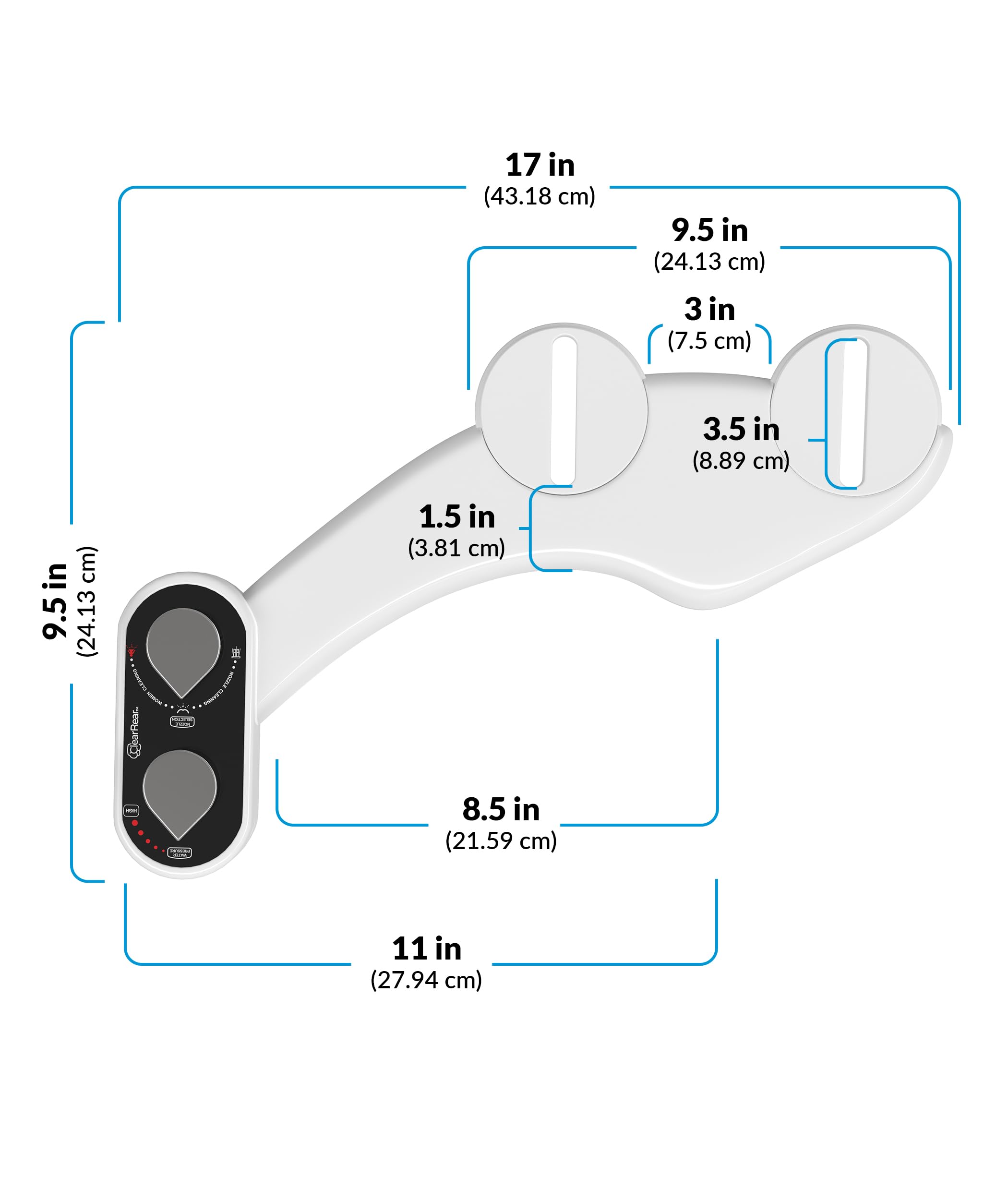 Clear Rear Bidet Attachment for Toilet – Toilet Bidet with Dual Self-Cleaning Nozzles, Adjustable Spray Pressure, Easy Installation, Hygienic Bathroom Accessory