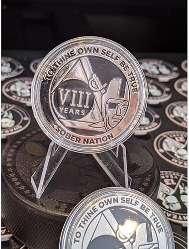 Miniatura 6 de MYRECOVERYSTORE Silver and Black Pirate Alcohólicos Anónimos AA Chip wMoneda Cápsula AA Medallón Anual 1-50 años