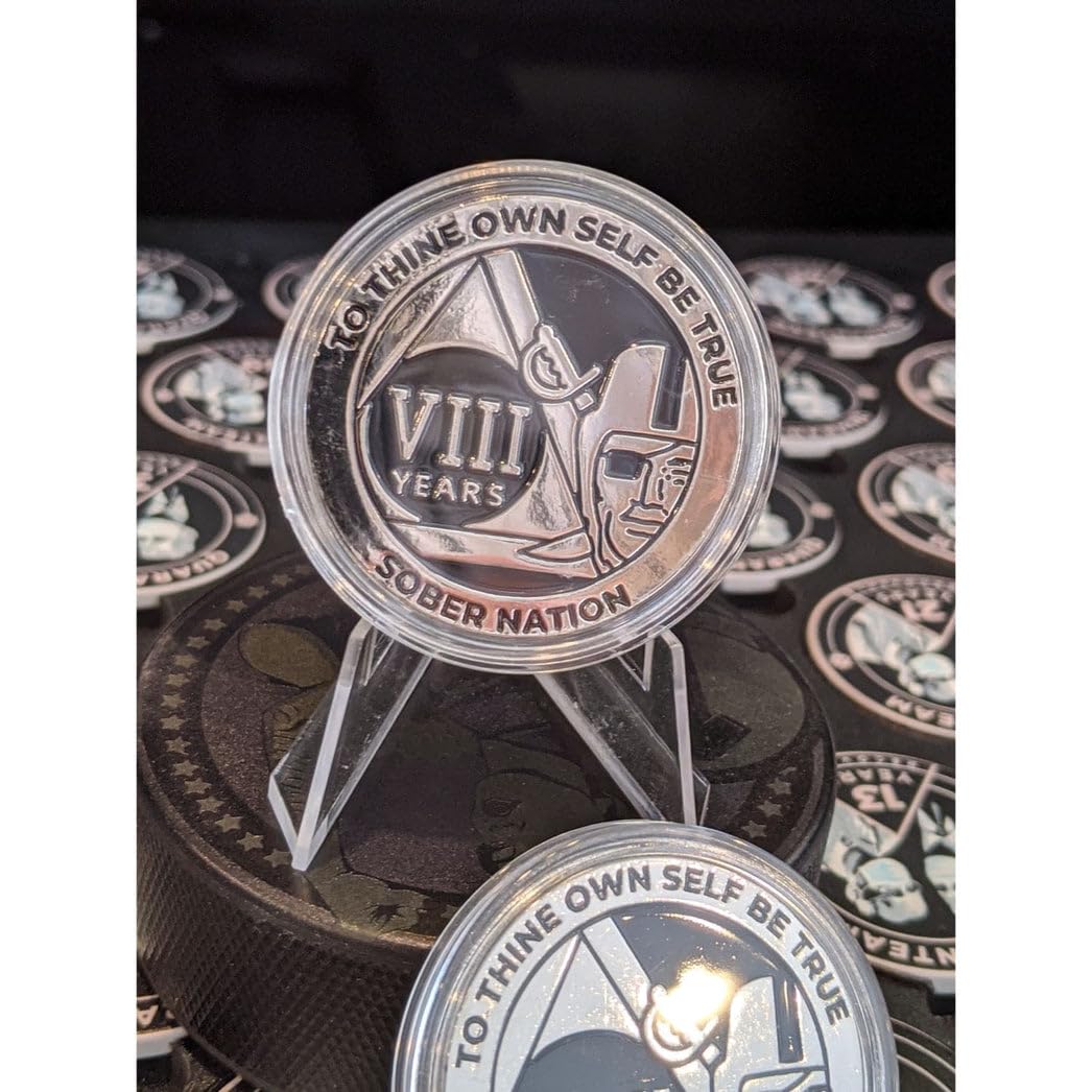 MyRecoveryStore 37 años Plata y Negro Pirata Alcoholics anónimo AA Chip con Moneda cápsula AA medallón Anual 1 – 50 años