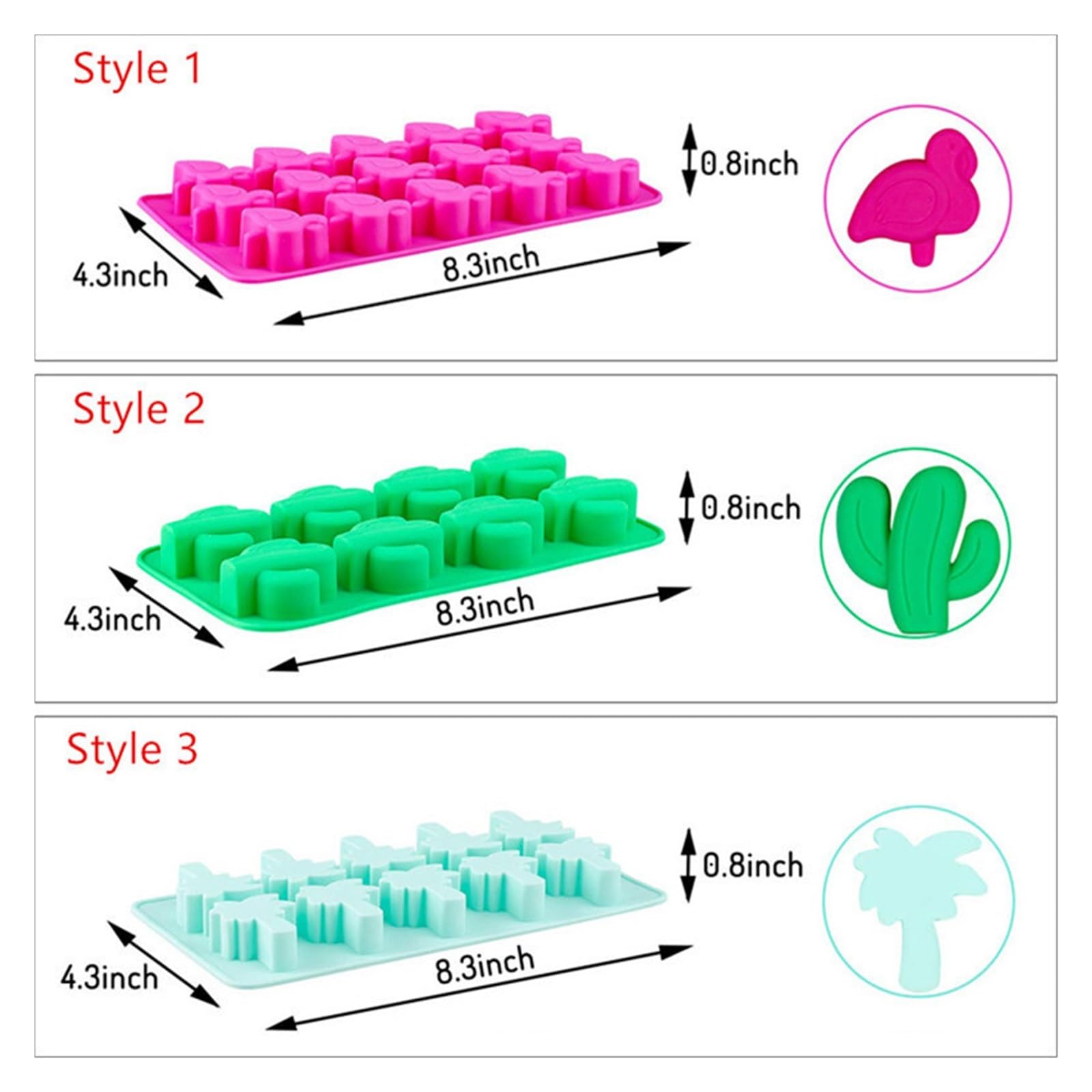 Vassoio per cubetti di Ghiaccio Cactus in Silicone Ananas Flamingo Stampi per Ghiaccio in Silicone Maker Bar Party Drink Freeze Stampi Stampo per vassoi Stampi (Color : Style 4)