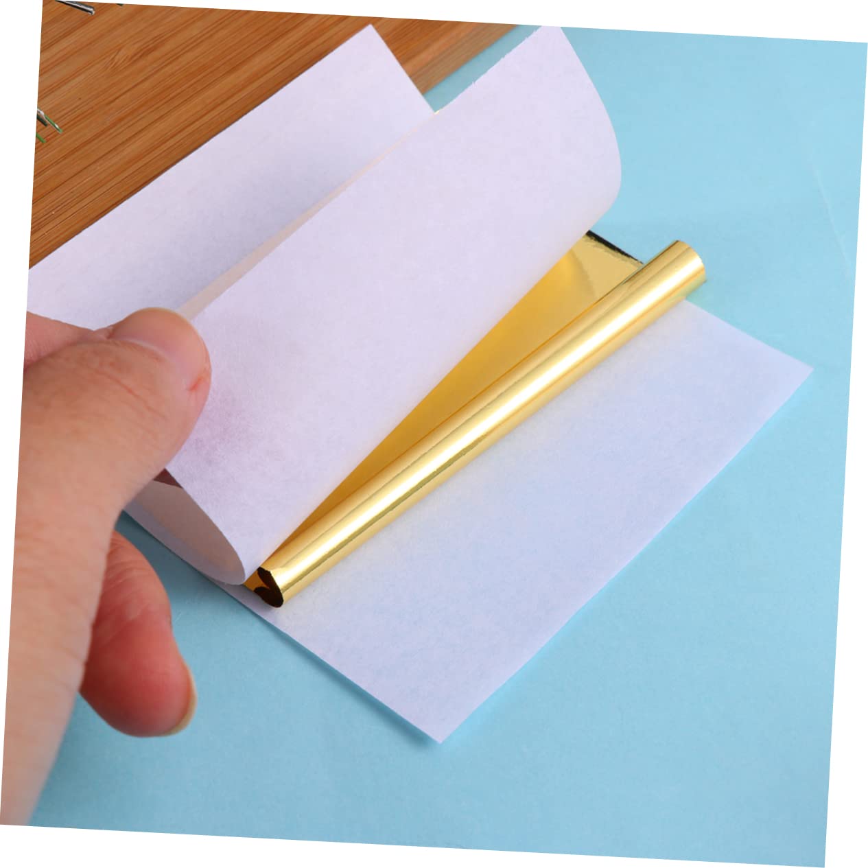 LALAFINA 2sets Gold Sheets Foil Paper 9x9cm Imitation Leaf for Craft Decoration Art Projects Makeup Manicure 100sheets*2