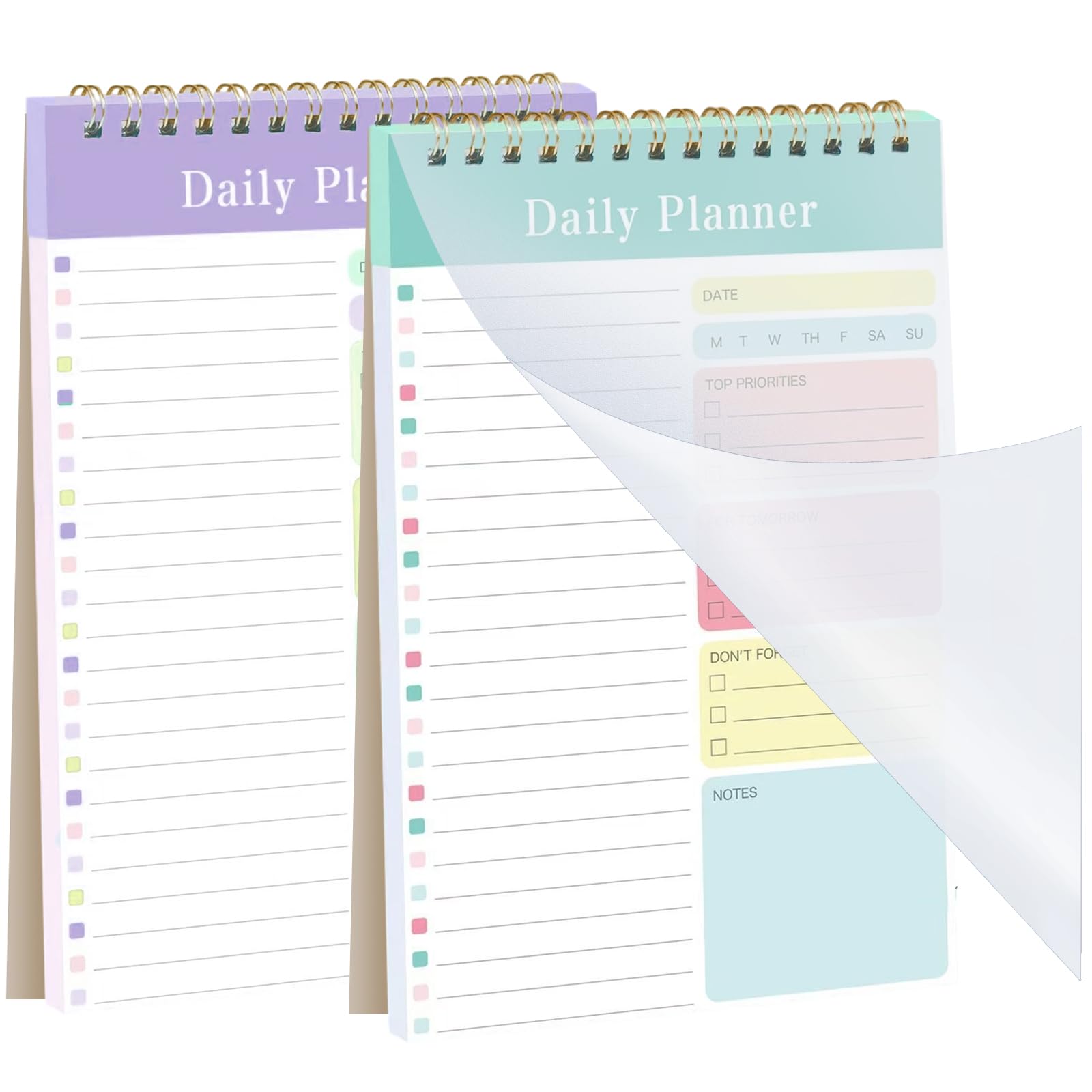 Wanheart 2pcs To Do List Notepad, Checklist Things To Do Today, A5 Coiled Undated Daily Planner Notepad, Daily Task List Planner for Work Study Productivity-image-7