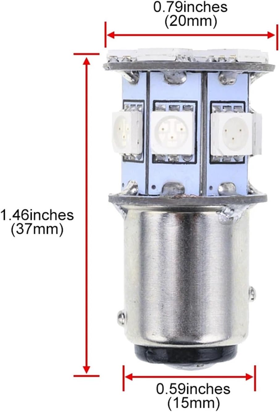 2PCs 6V LED Light Bulbs Replacement White/Red 1154 BA15D 1157 BAY15D P21/5W Compatible with RV Motorcycle DRL Tail Brake Backup Reverse Lamp(BA15D White)