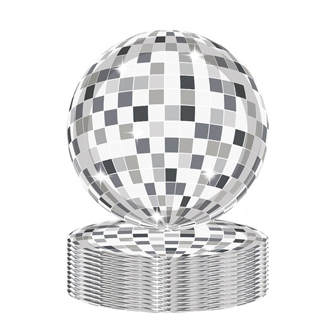 24PCS Disco Paper Plates Silver Disco Ball Paper Dinner Plates Bachelorette Party Plates Disco Party Decorations Disco Party Supplies for Birthday Reunion Rock Party Disco Party 70s Groovy Party