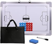 Suprwin Magnetic Soccer Coach Tactical Board - Double-Sided Dry Erase Clipboard Kit with 27 Magnets, Portable Bag