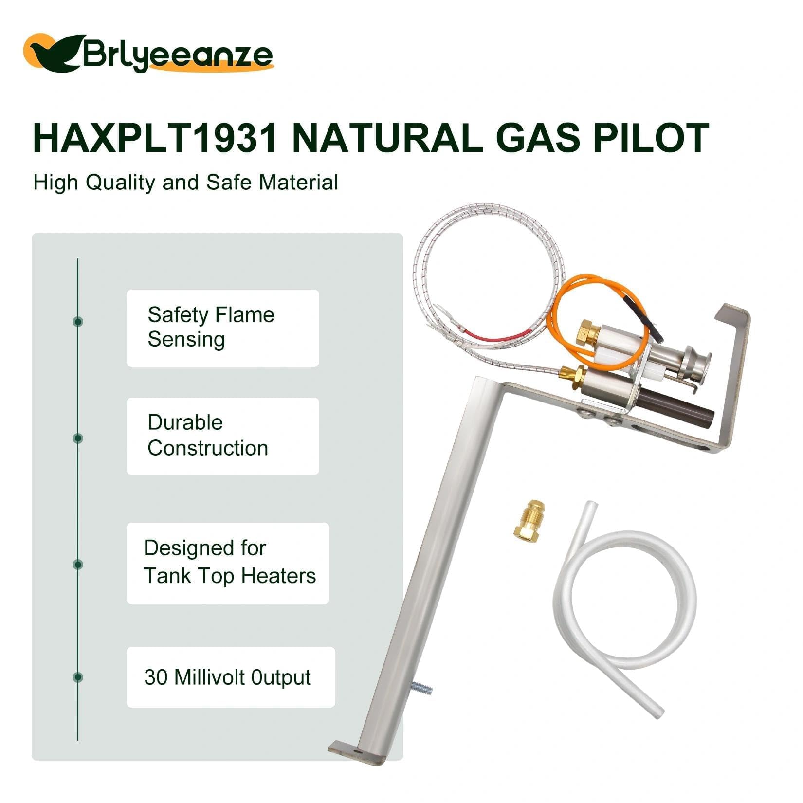 HAXPLT1931 - Piloto de gas natural para calentador de piscina Hayward H-Series Ed1 Style H1501C, incluye tubo de montaje piloto y accesorios y termopila