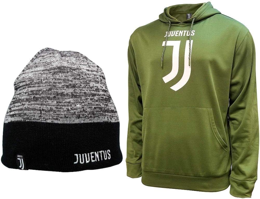 Icon Sports Compatible with Juventus Soccer Hoodie and Beanie Combo 72-Small