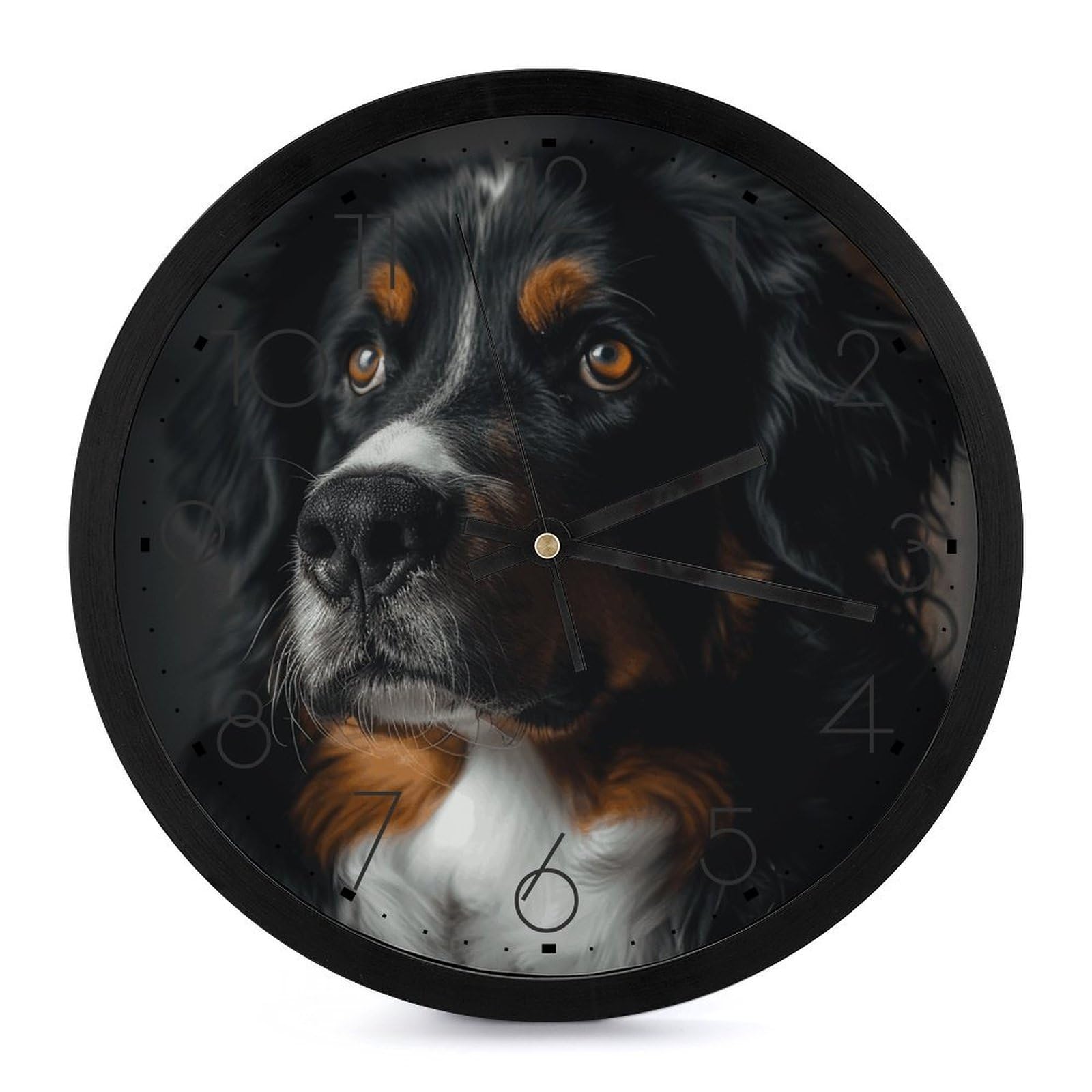 Horloge murale Bouvier Bernois noire 25cm à quartz silencieux pour décorer un salon