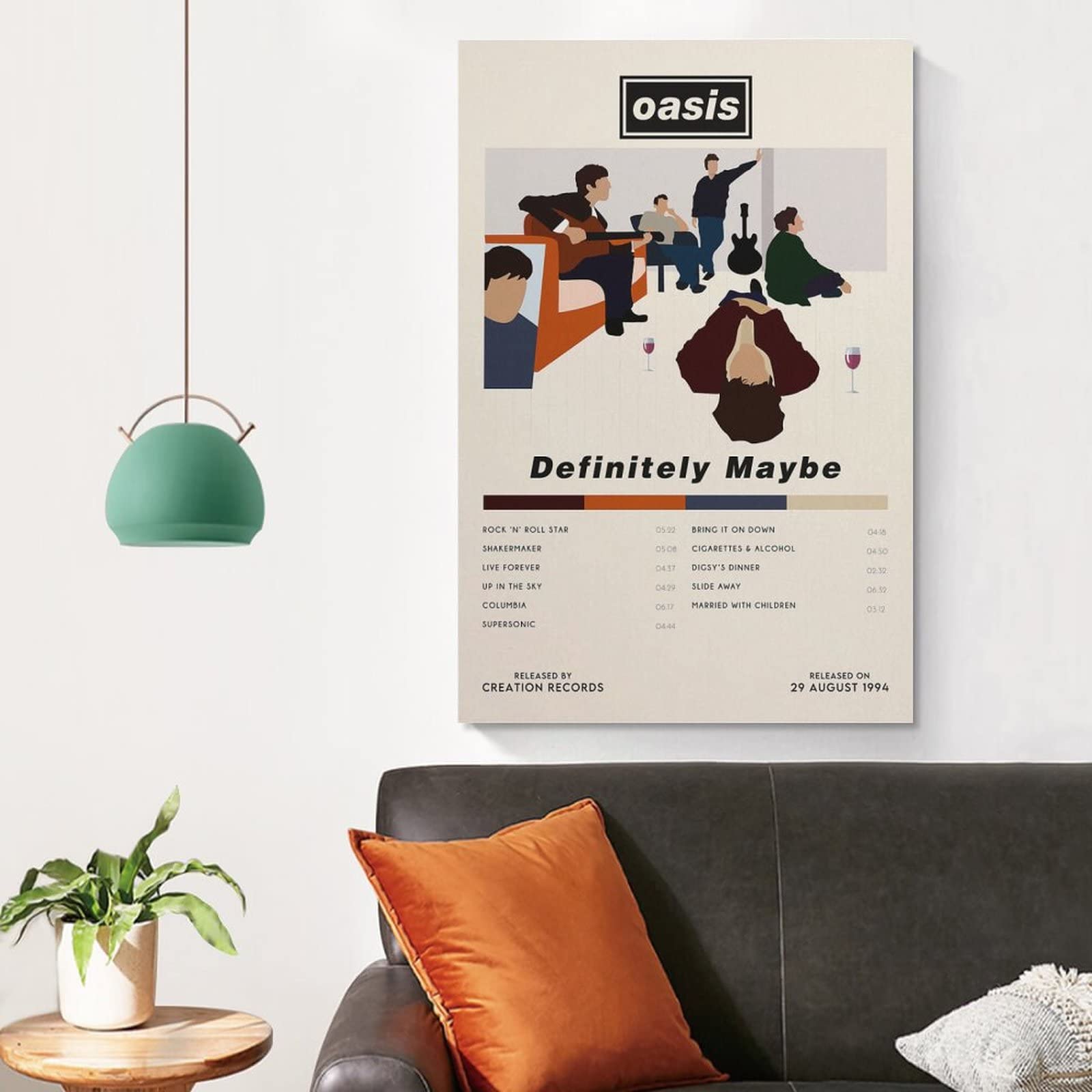 Poster Décoratif Oasis 'Definitely Maybe' - 50.8 X 76.2 Cm (20x30") - Style Rétro - Pour Chambre, Salon Adolescent - Affiche Album Classique