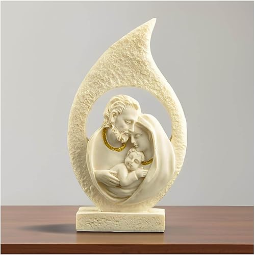 Estatua de la Sagrada Familia – Figura de Belén de resina de 5 pulgadas de José, María y el Niño Jesús, escultura religiosa católica para altar en