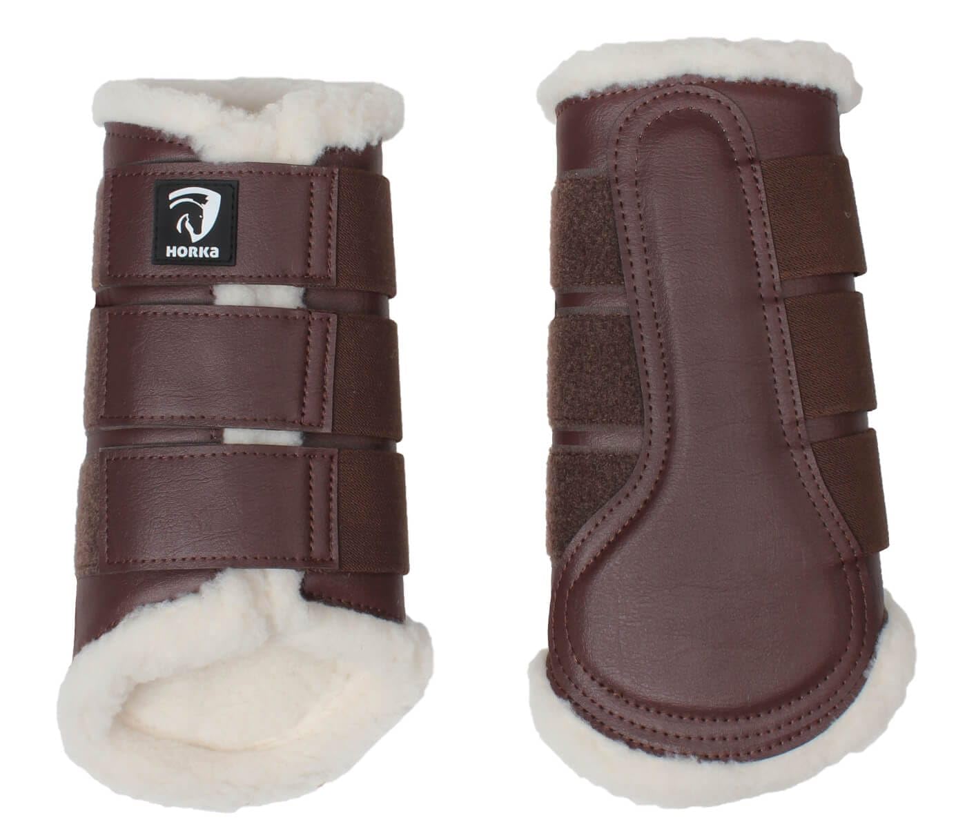 Horka pelliccia spazzolatura stivali da equitazione equestre gamba protezione confortevole New